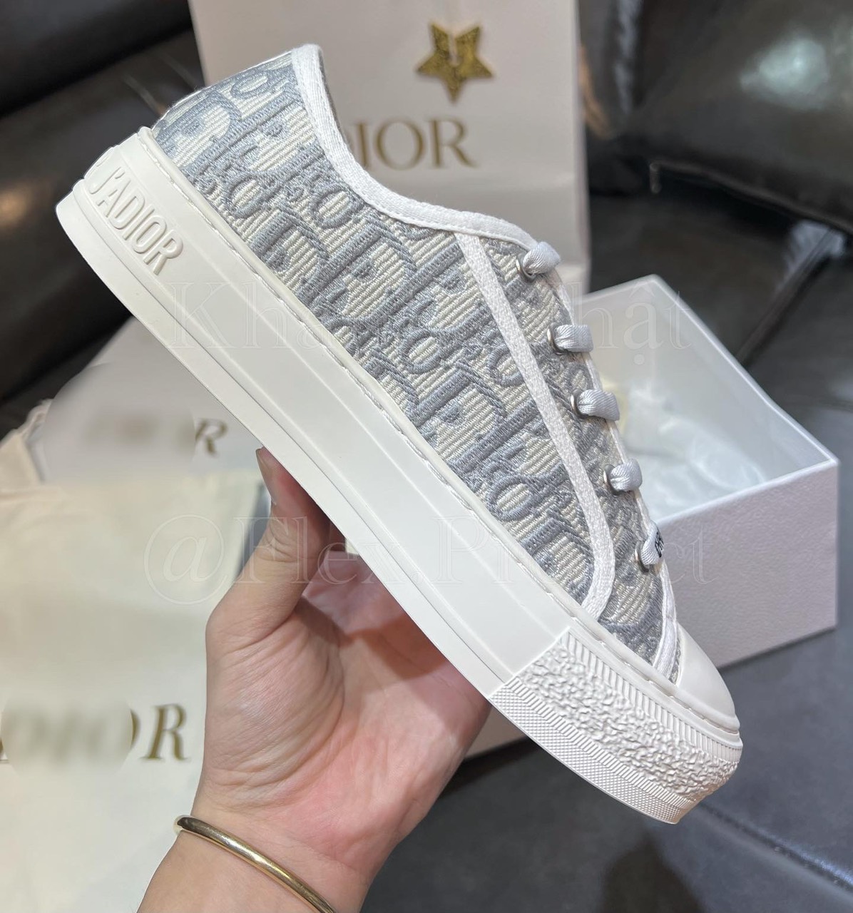 Walk’n’Dior Sneaker Gray Dior Oblique Embroidered Cotton – Flex Project